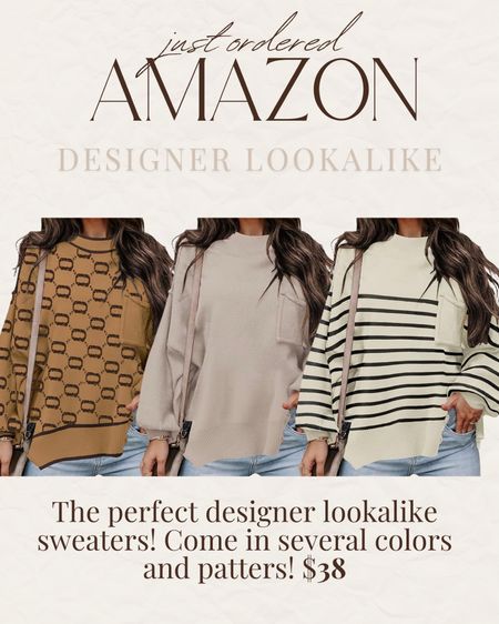 Amazon designer look for less sweaters! These come in tons of colors, fits tts! #founditonamazon 

#LTKstyletip #LTKfindsunder50 #LTKSeasonal