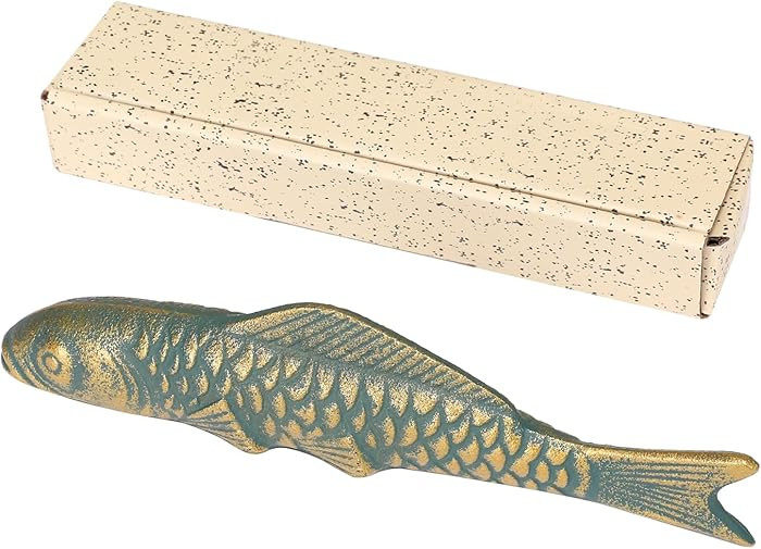 MEGREZ Cast Iron Paperweight - Gold Green Carp Calligraphy Tool for Desk, Pressing Paper Flat, Br... | Amazon (US)