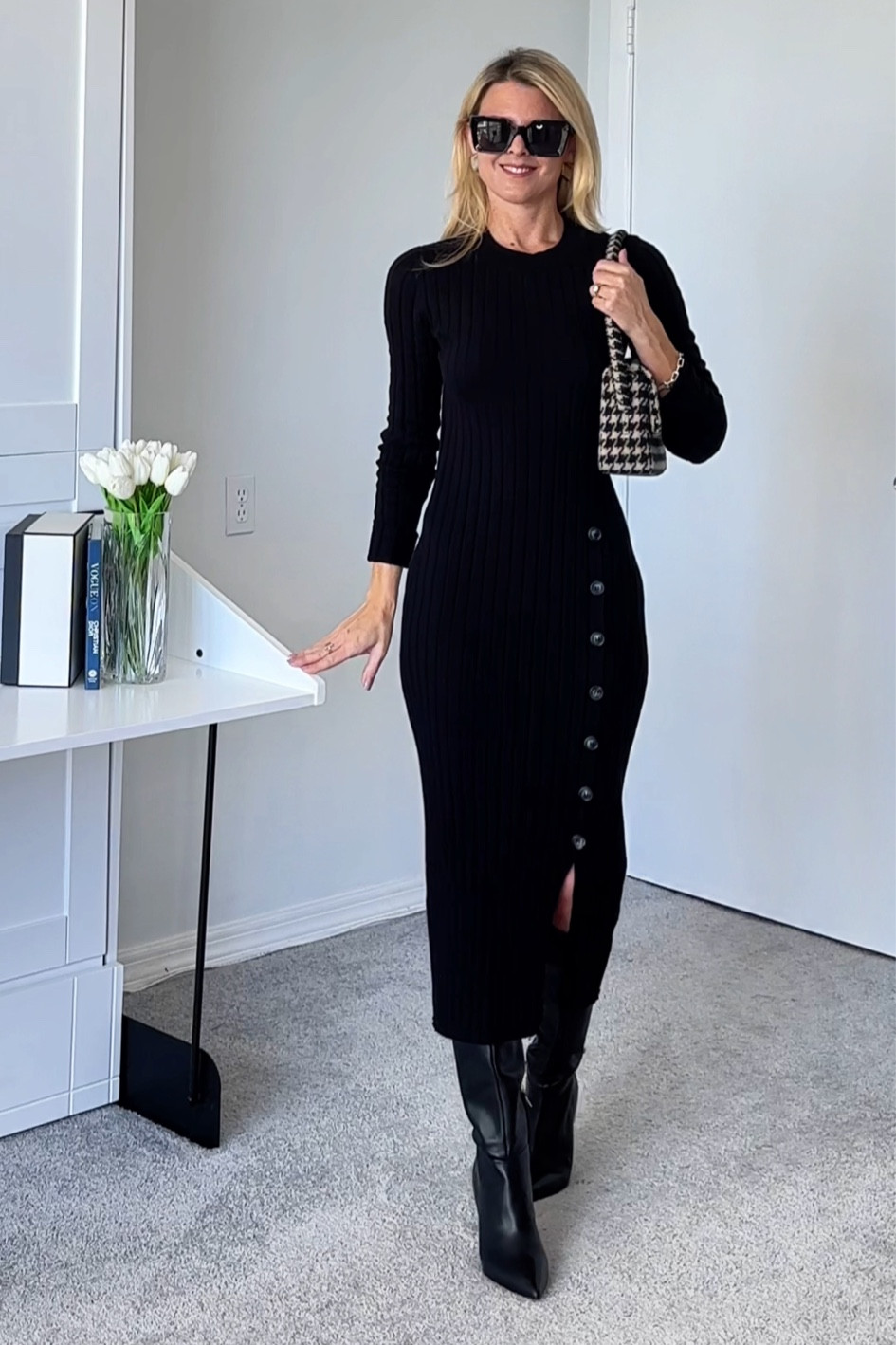 I wear a 7-7.5 shoe.     Usually 7.5 in a closed toe or boot but this pair the 7 is the correct size.    I am also wearing the narrow calf.    

Dress true to size 

#LTKover40 #LTKSeasonal #LTKfindsunder100