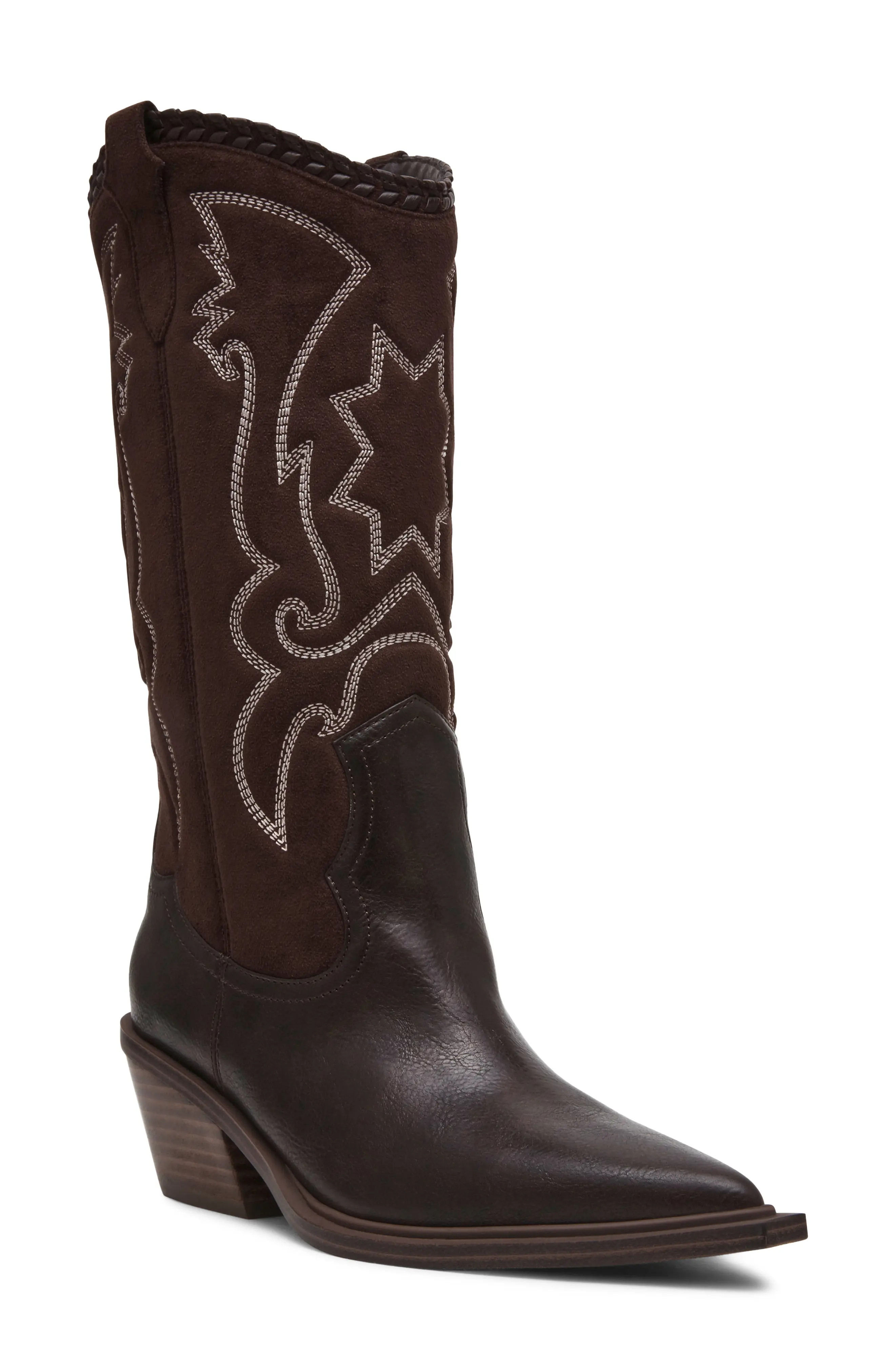 DV by Dolce Vita Gibbay Faux Leather Western Boot in Brown at Nordstrom Rack, Size 11 | Nordstrom Rack