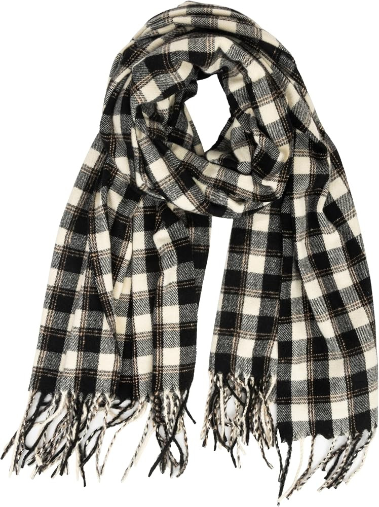 CaySep Womens Winter Scarf Cashmere Feel Tassel Plaid Scarf Soft Warm Blanket Scarves Womens Shaw... | Amazon (US)