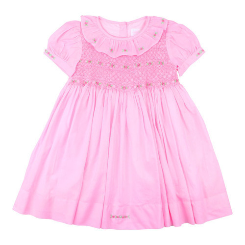 Pink Smocked Rosette Ruffle Dress - Shipping Late March | Cecil and Lou