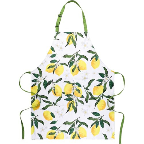 XLSXEXCL Lemon Apron for Women, Waterproof Apron for Women with Pockets, Chef Apron for Cooking, Adjustable Kitchen Cooking Aprons for Cooking, Baking, Lemon Parties, Outdoor, Garden | Amazon (US)