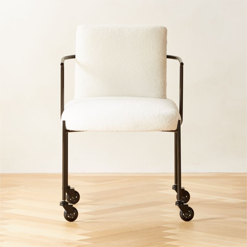 Neli Modern White Boucle Desk Chair + Reviews | CB2 | CB2