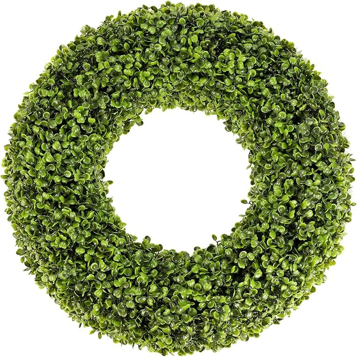 Boxwood Wreath,20inch Wreath for Front Door Greenery Wreath Outdoor/Indoor Green Home Round All Y... | Amazon (US)