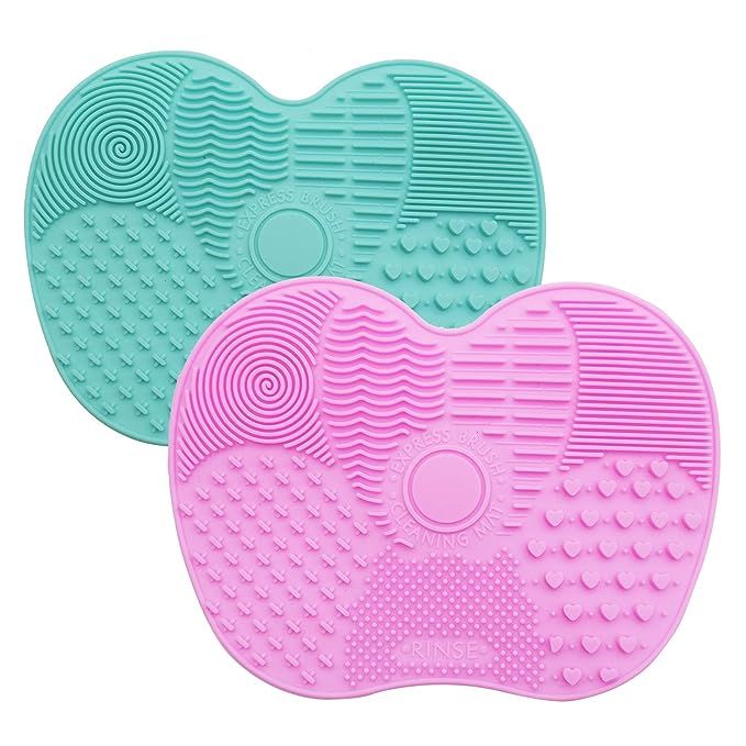 M&U 2PK Makeup Brush Cleaner Mat Silicone Brush Cleaning Pad Portable Washing Tool Scrubber with ... | Amazon (US)