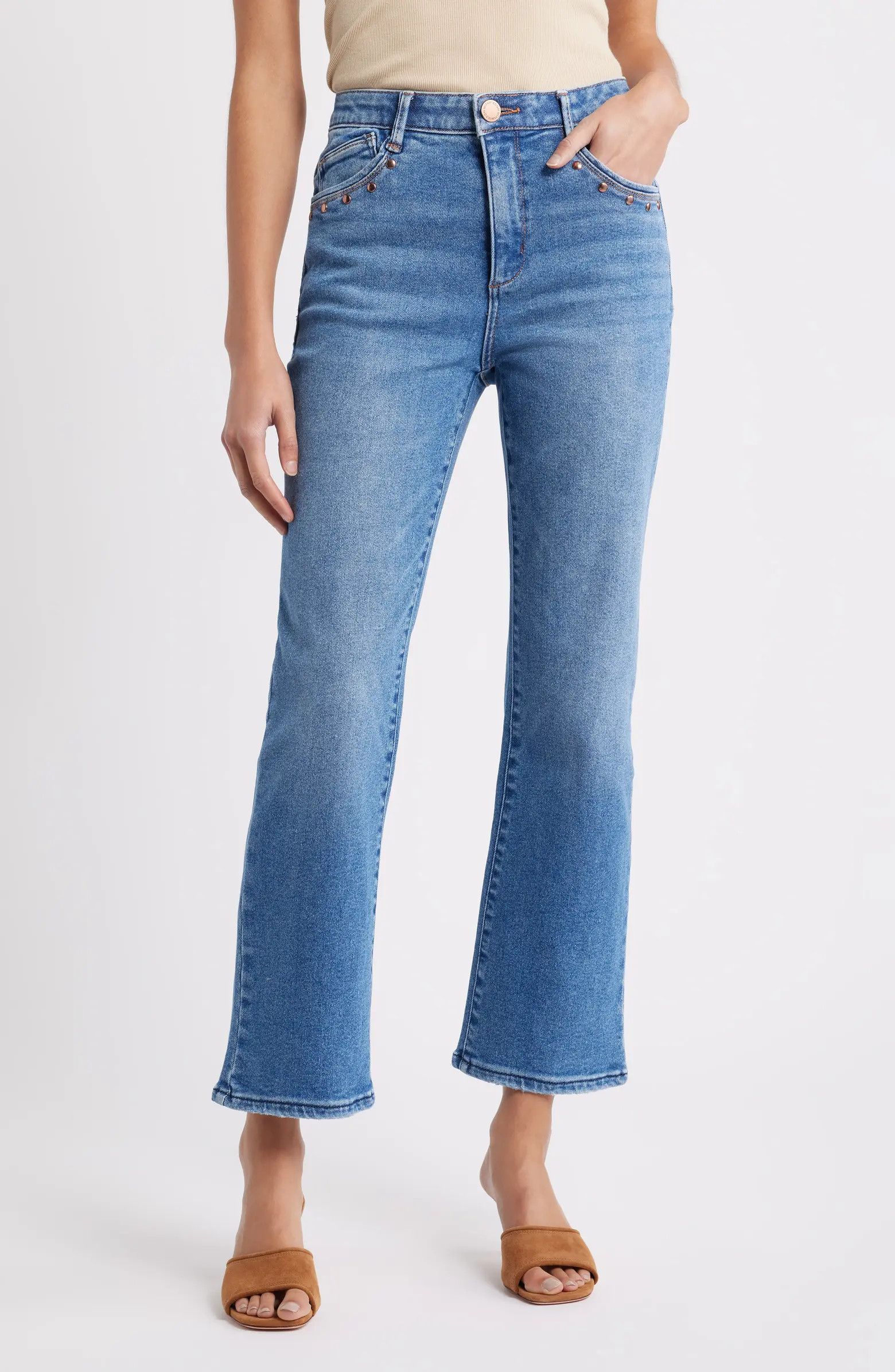 Bennett Studded High Waist Ankle Barely Bootcut Jeans | Nordstrom