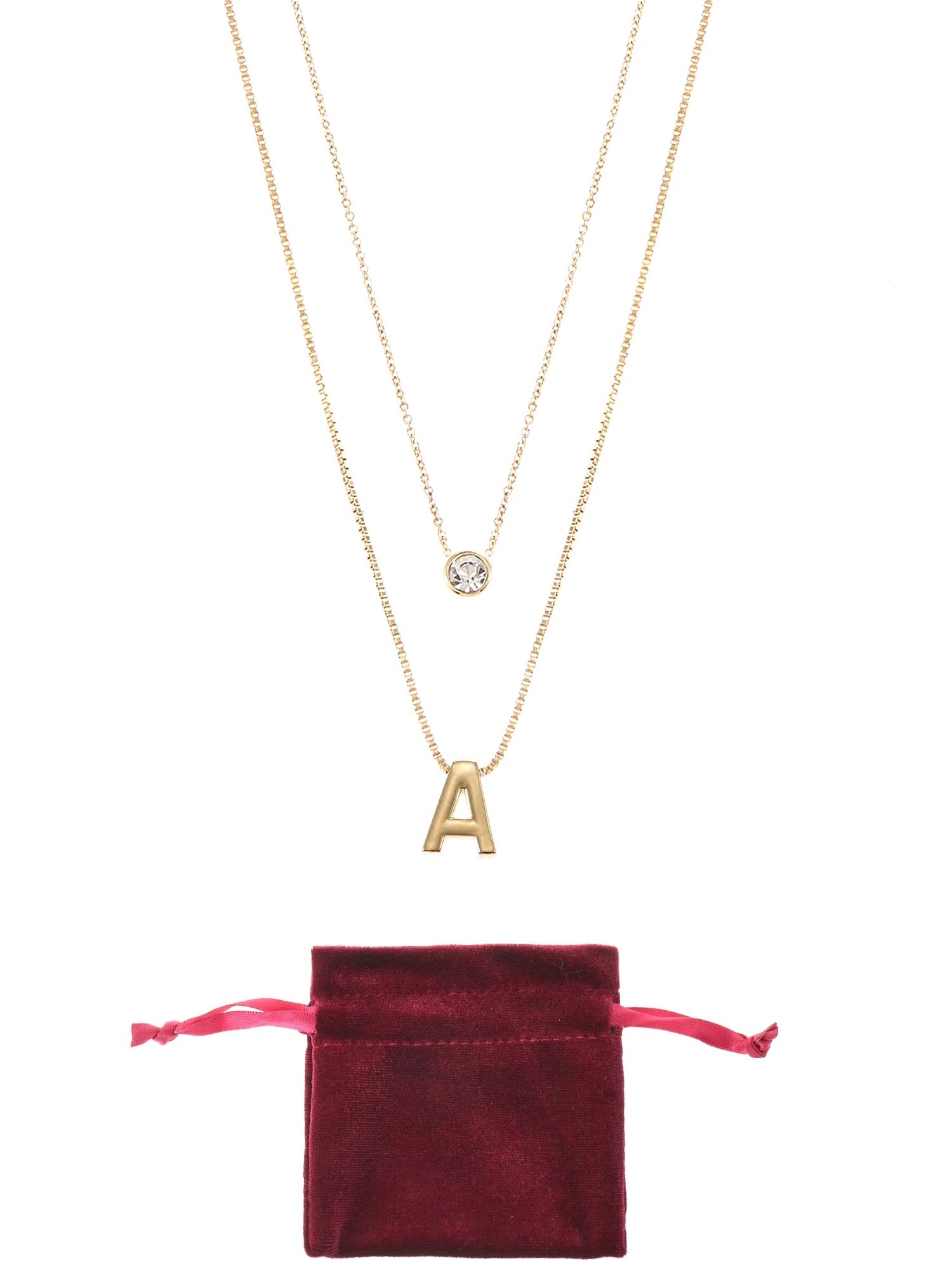 Time and Tru Goldtone Initial Letter Necklace Set, 2 Pieces, Letter A | Walmart (US)