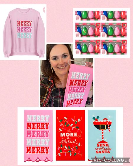 Packed Party Pink Christmas!! 

Merry and Bright sweatshirt, tea towels, and bulb drinks for a fun and festive holiday!

#LTKCyberweek #LTKSeasonal #LTKHoliday