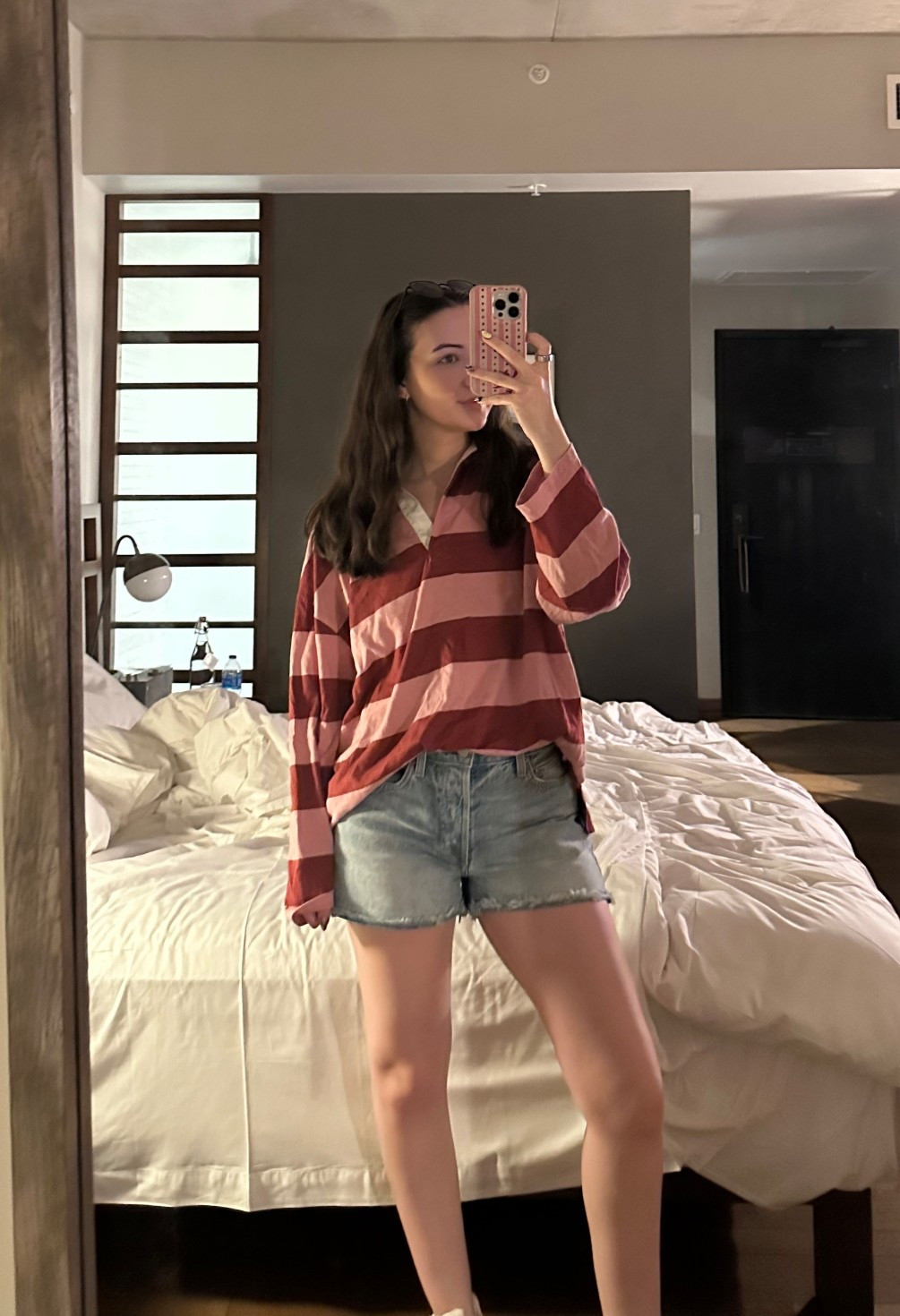 living for this rugby style long sleeve as an early fall top!!!! 



rugby stripe shirt, oversized, old navy, aritizia, denim shorts outfits, fall transition, maroon, light wash denim, new balance, cozy casual, affordable 

#LTKFindsUnder100 #LTKSeasonal #LTKStyleTip