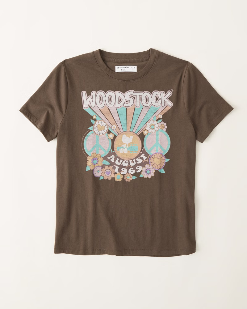 girls oversized woodstock graphic tee | girls clearance | Abercrombie.com | Abercrombie & Fitch (US)
