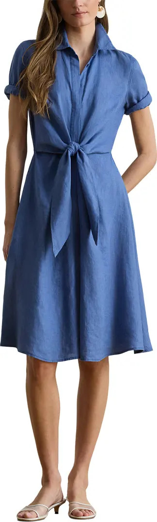 Tie Waist Linen Shirtdress | Nordstrom