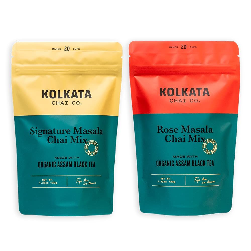 Kolkata Chai Signature Masala Chai & Rose Chai Combo Pack, Makes 40 cups, Premium loose leaf tea ... | Amazon (US)