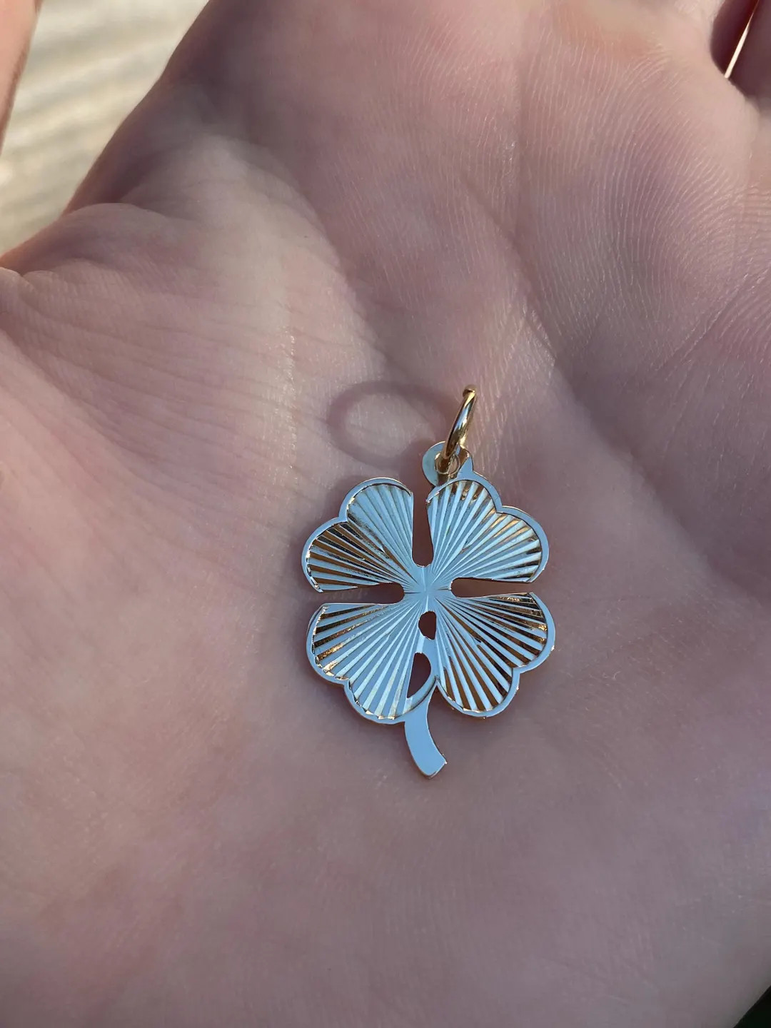 Vintage Solid 18k Yellow Gold Engine Turned Four Leaf Clover Charm Real Genuine Gold Fine Estate ... | Etsy (US)