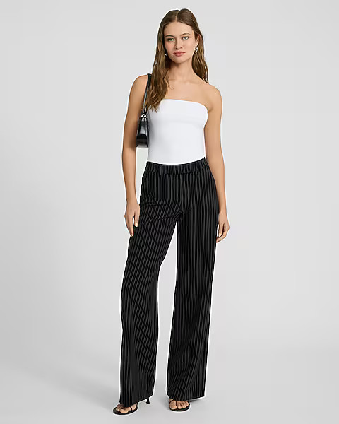 Editor Mid Rise Pinstripe Relaxed Trouser Pant | Express