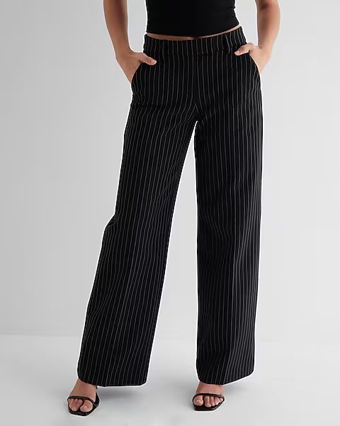 Editor Mid Rise Pinstripe Relaxed Trouser Pant | Express (Pmt Risk)