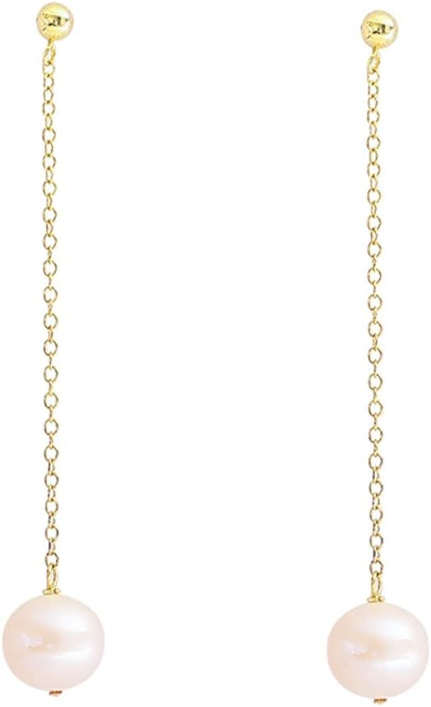 14k Gold/Silver Plated Pearl Drop Dangle Earrings for Women Long Chain Tassel Earrings Statement ... | Amazon (US)