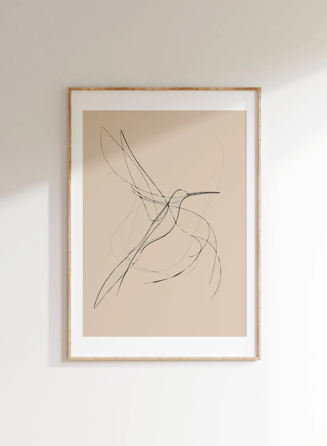 Minimalist Bird Print, Elegant Abstract Shape, Single Line Drawing, Neutral Colors, Wall Art, Bei... | Etsy (US)