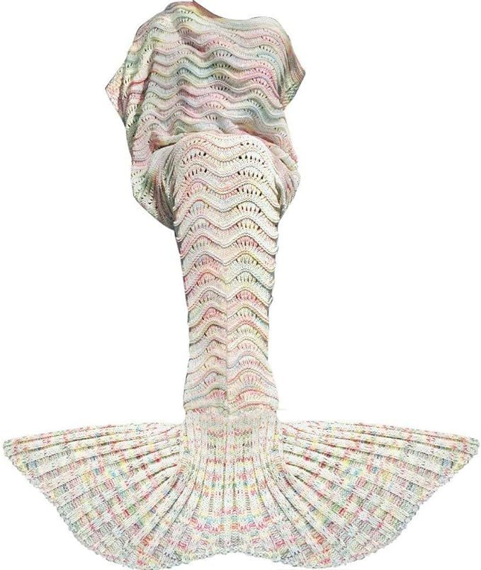 DDMY Mermaid Tail Blanket For Kids Teens Adult Handmade Wave Mermaid Blankets Crochet Knitting Bl... | Amazon (US)