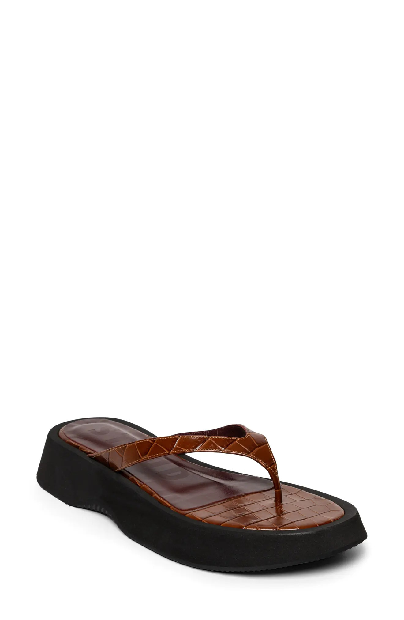 STAUD Tessa Platform Flip Flop, Size 6Us in Saddle Faux Croc /Black at Nordstrom | Nordstrom