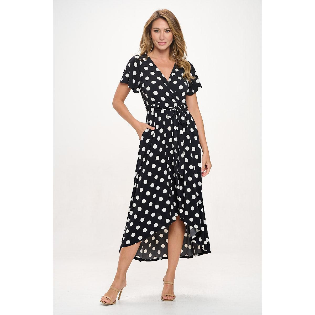 WEST K Women's Georgia Faux-Wrap Maxi Dress with High-Low Hem and Tie Waist - Medium - Black Whit... | Target