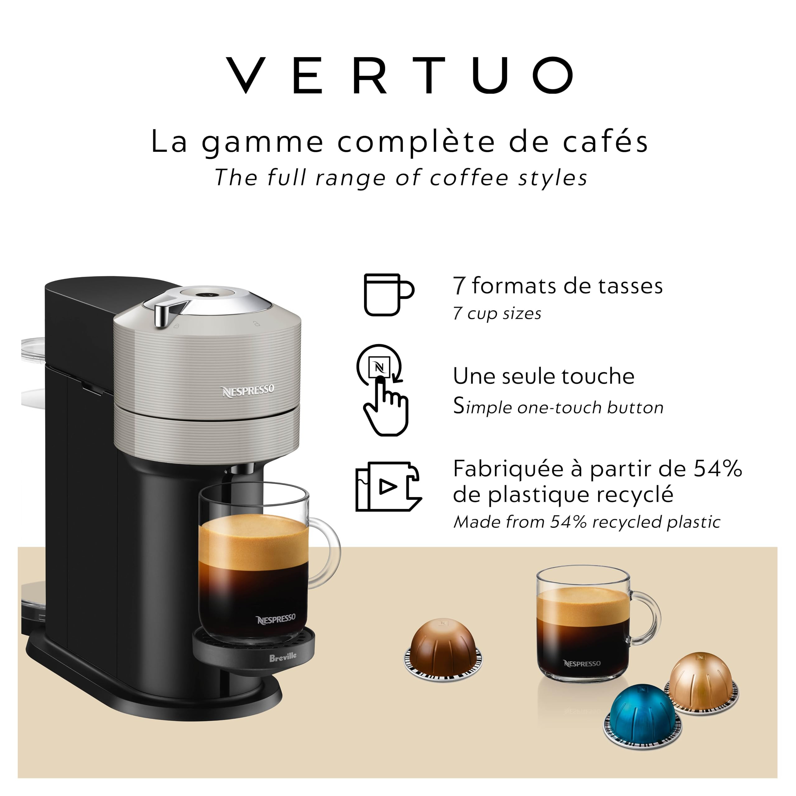 Nespresso Vertuo Next Coffee and Espresso Maker by Breville, Light Grey | Amazon (US)
