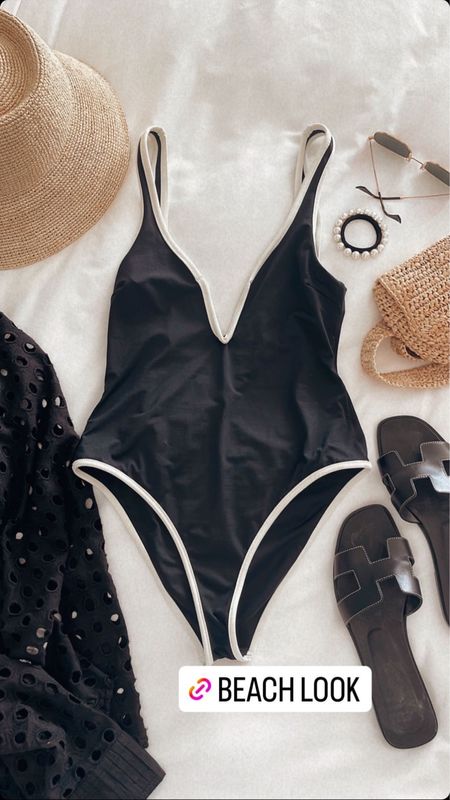 Monochromatic beach look. Swimsuit, cover up, accessories. Cella Jane. #vacationstyle #beach 

#LTKstyletip #LTKSeasonal #LTKswim