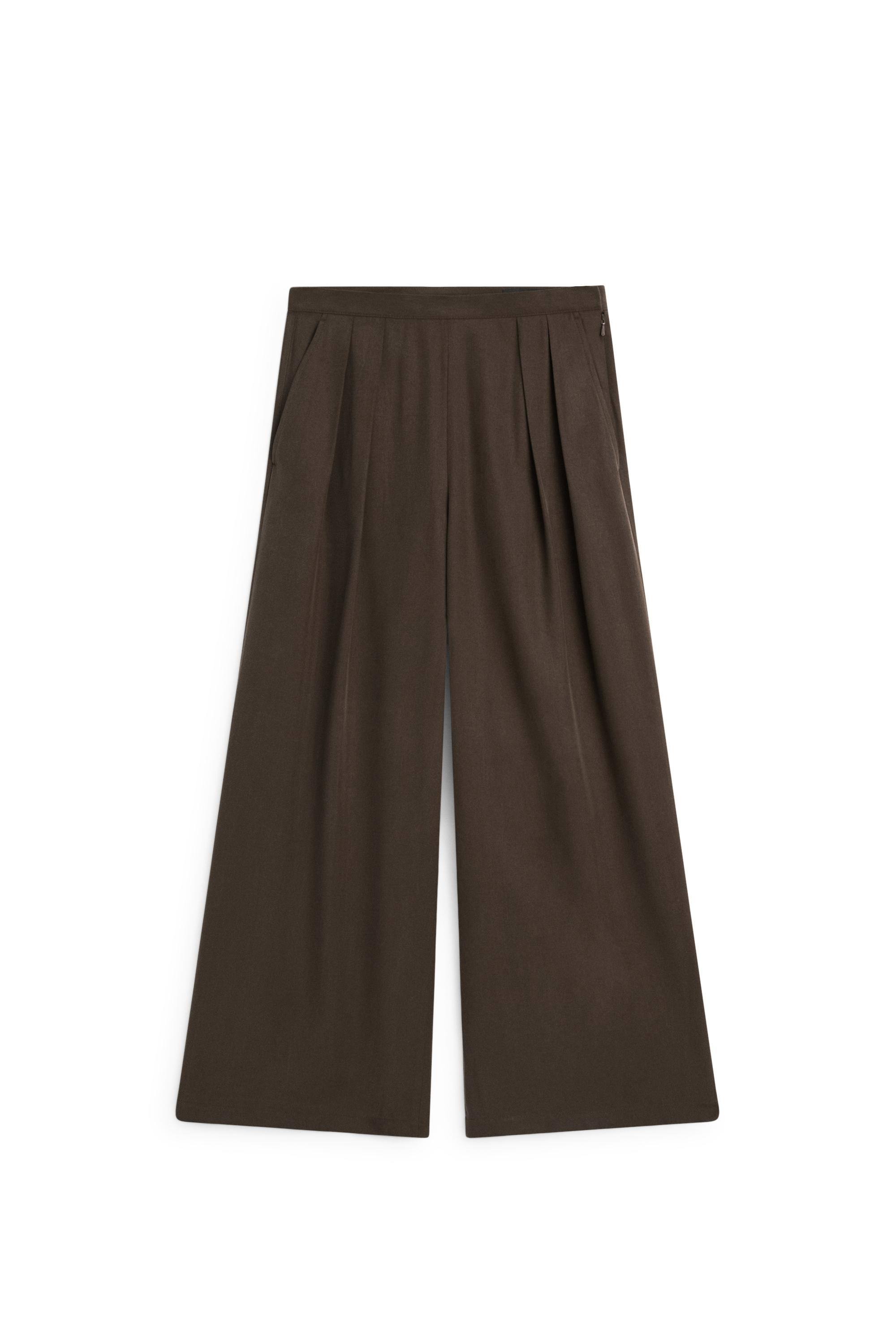 Flowing wide-leg pants with dart detail - BROWN | Massimo Dutti UK