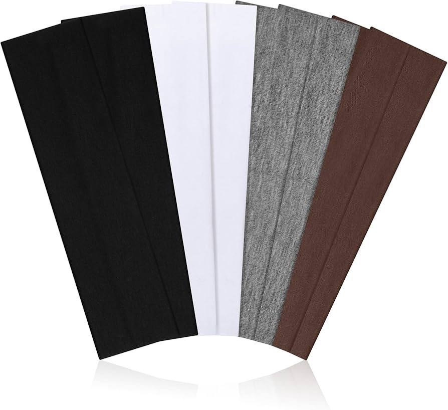 Headbands for Women, 8pcs Stretchy Non Slip Soft Cotton Cloth Hair Bands for Sports, Workout, Yog... | Amazon (US)