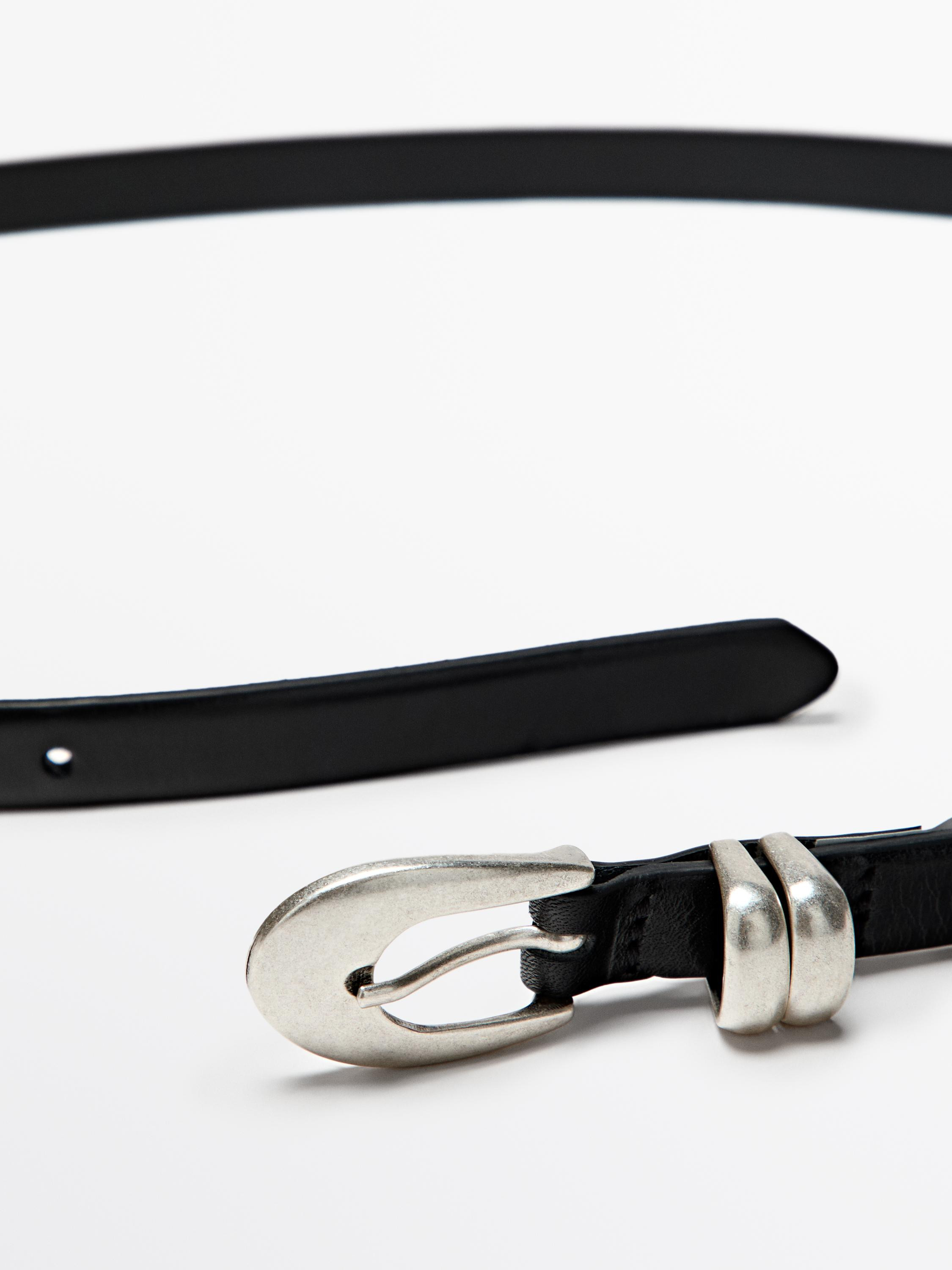 Nappa leather belt with oval buckle | Massimo Dutti UK