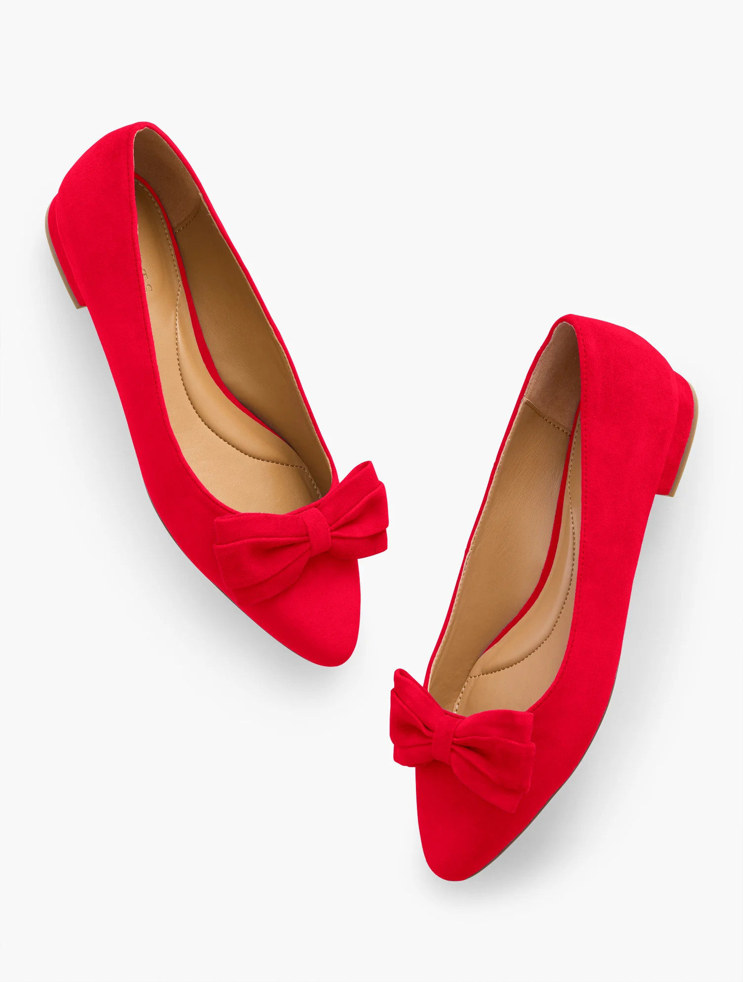 Edison Bow Suede Flats - Red - 5M Talbots | Talbots