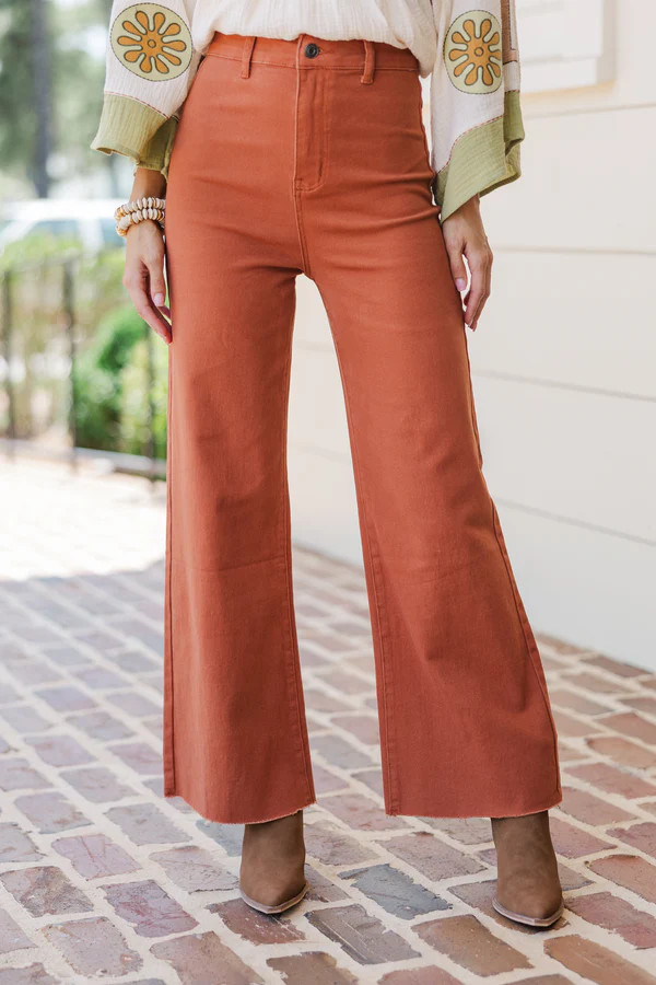 Going Strong Rust Orange Cropped Jeans | The Mint Julep Boutique