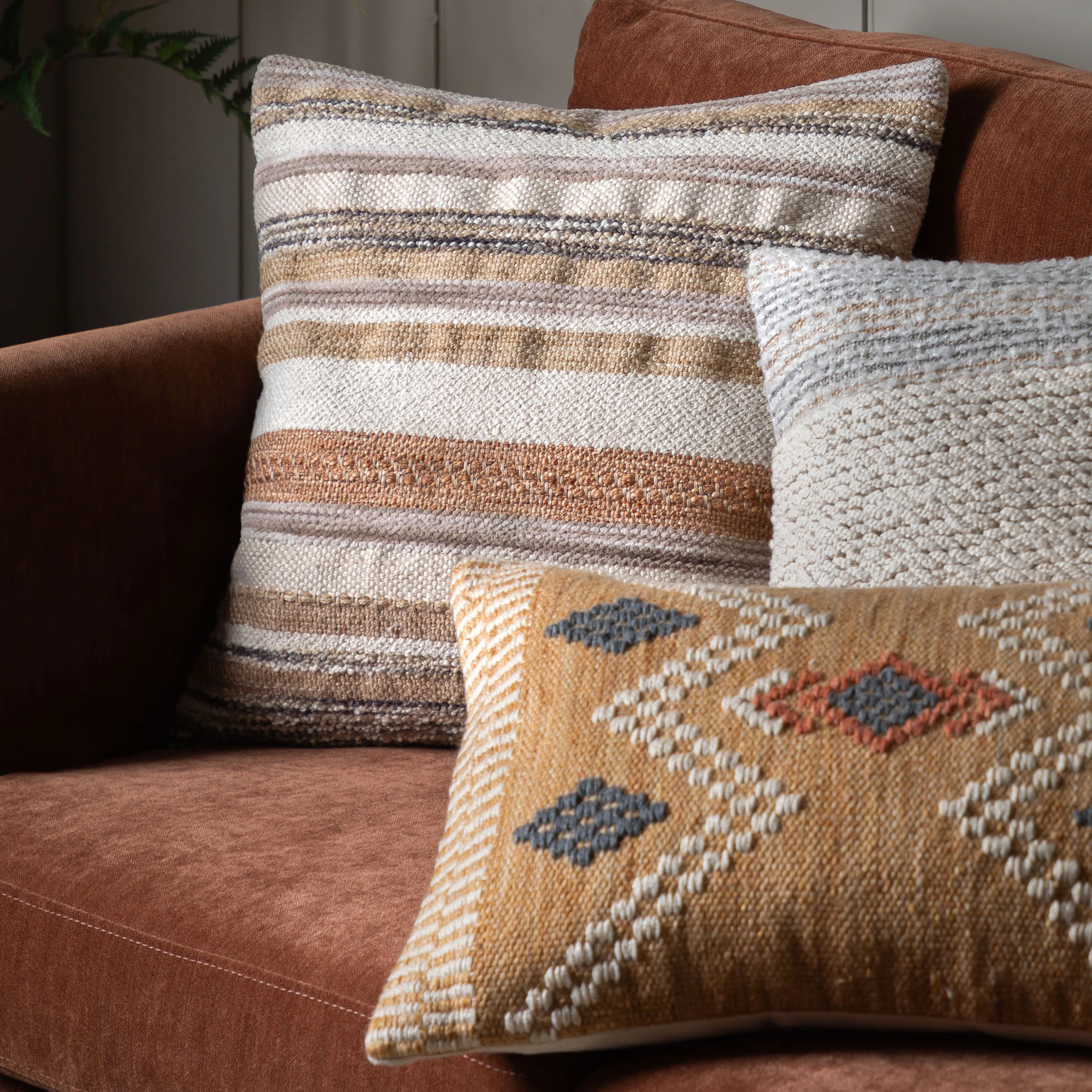 Kardinya Natural Square Throw Cushion | Wayfair UK