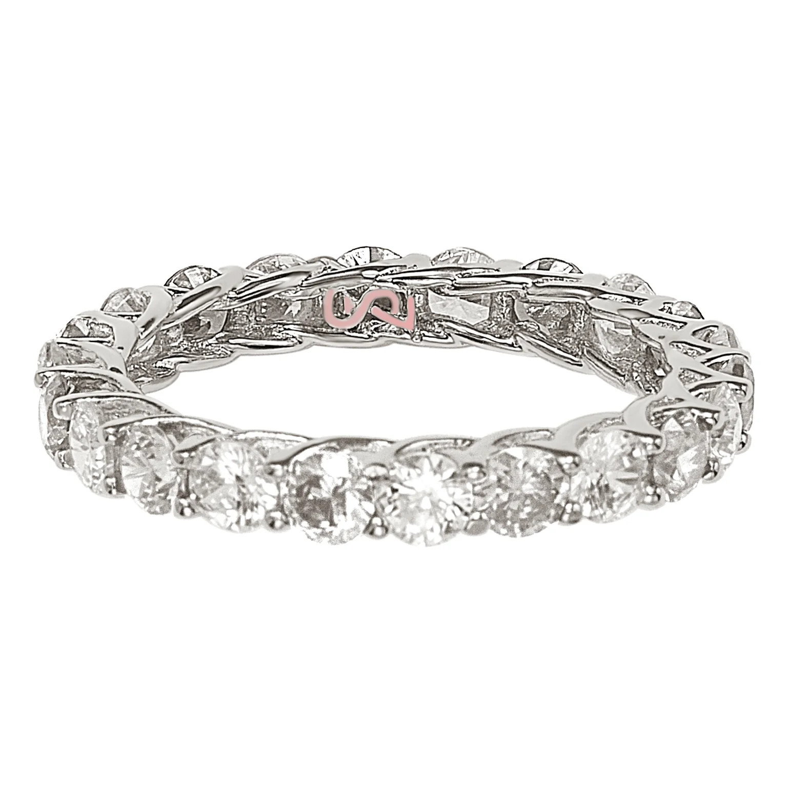 Suzy Levian White Cubic Zirconia in White Sterling Silver Eternity Ban | SUZY LEVIAN