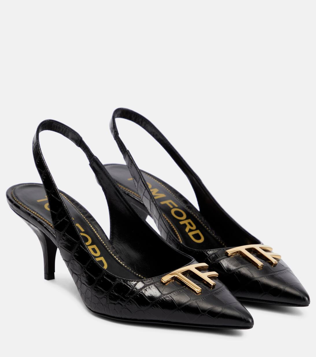 Croc-effect leather slingback pumps | Mytheresa (UK)