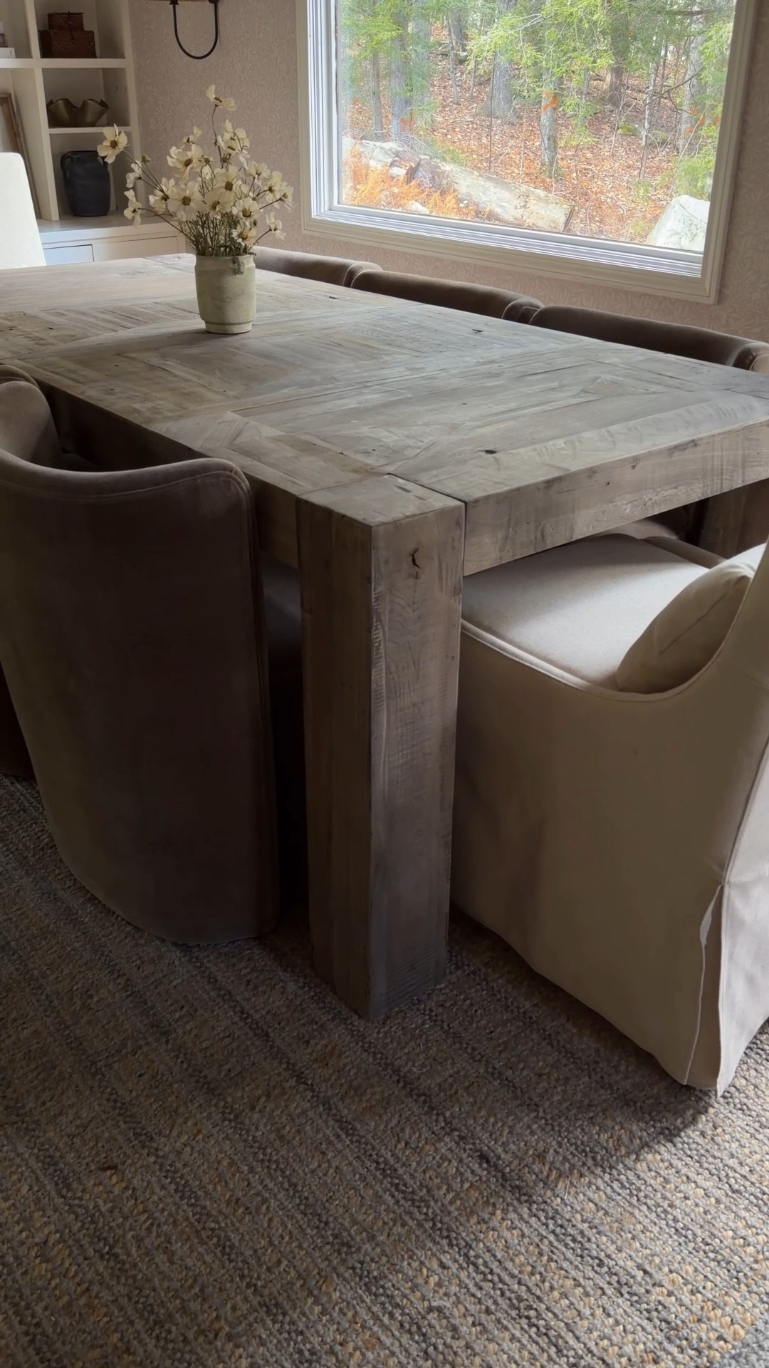 We updated the dining room at the cabin… and I’m still not over these @uttermostcompany pieces. #UttermostPartner #sponsored 

The reclaimed wood Aldan Dining Table brings so much warmth and history into the space and it has two leaves to extend for hosting. I paired it with the curved velvet dining chairs that glide effortlessly across our rug, and the slipcovered linen end chairs that are as comfy as they look. 

Uttermost truly nails elevated design that stands the test of time. Which piece is your favorite - the table, velvet chairs, or linen chairs? Comment PRETTY or click the link in my bio and head to my @shop.LTK  to shop these gorgeous Uttermost products. #DesignThatLasts #StyledWithUttermost #DiningRoom

#LTKHome