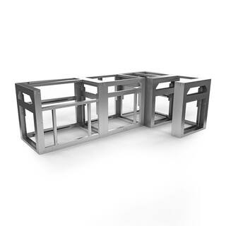 The Avon Fully Adjustable and Modular Outdoor Kitchen Grill Island Framing Kit in Galvanized Stee... | The Home Depot