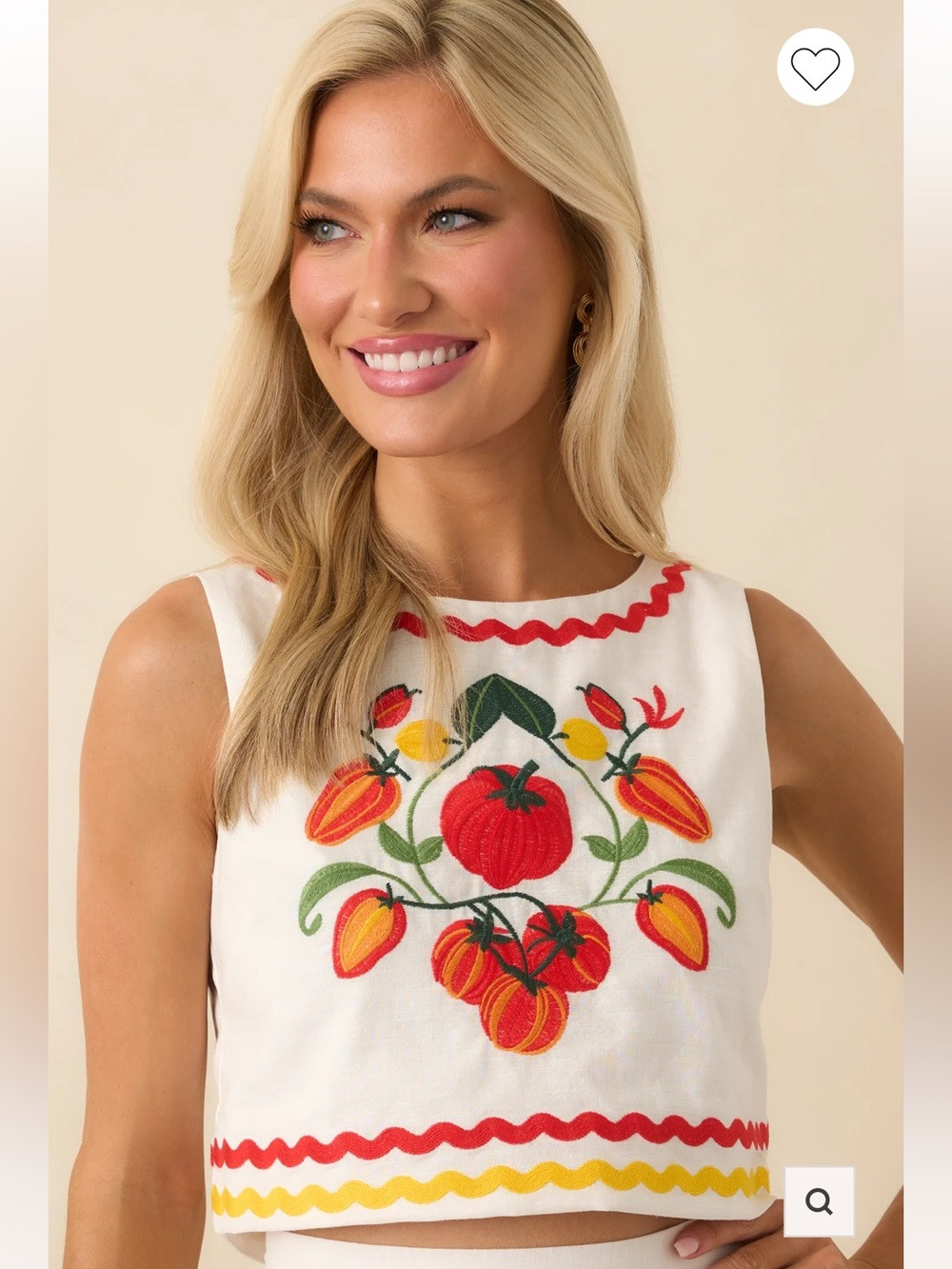 $168 PROSPERINA ELLIE TOMATO EMBROIDERED IVORY COTTON TOP NWT MEDIUM | Poshmark