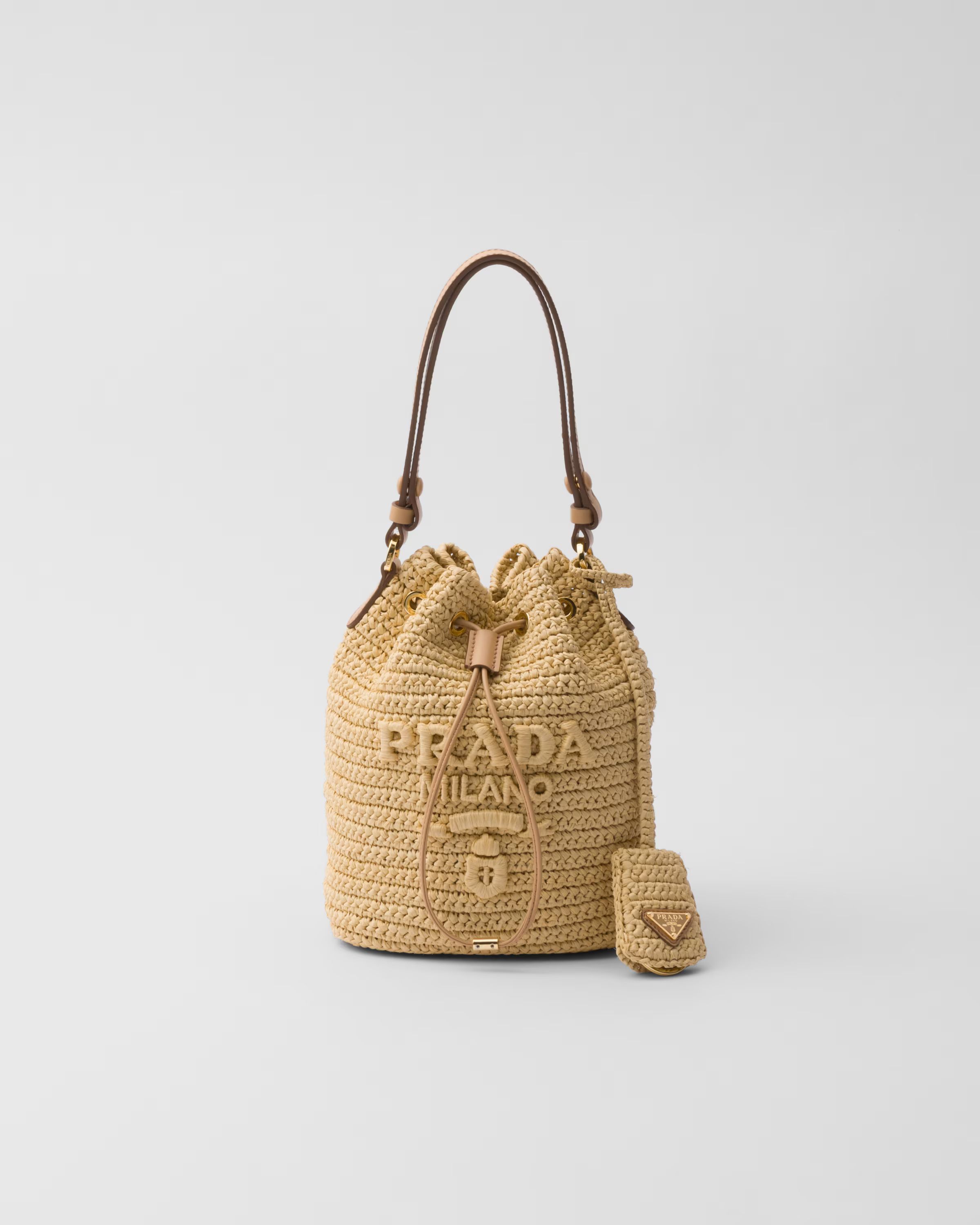 Crochet and leather mini-bucket bag | Prada US