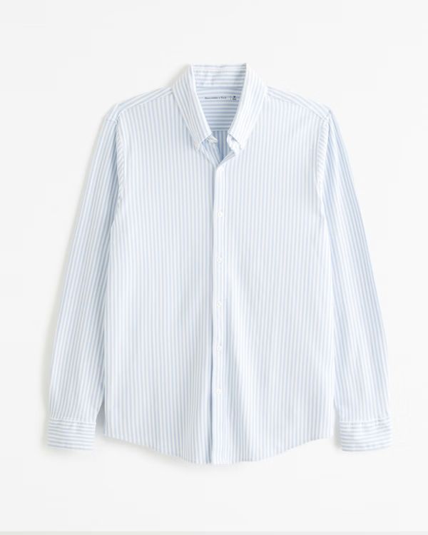 Long-Sleeve Performance Button-Up Shirt | Abercrombie & Fitch (US)