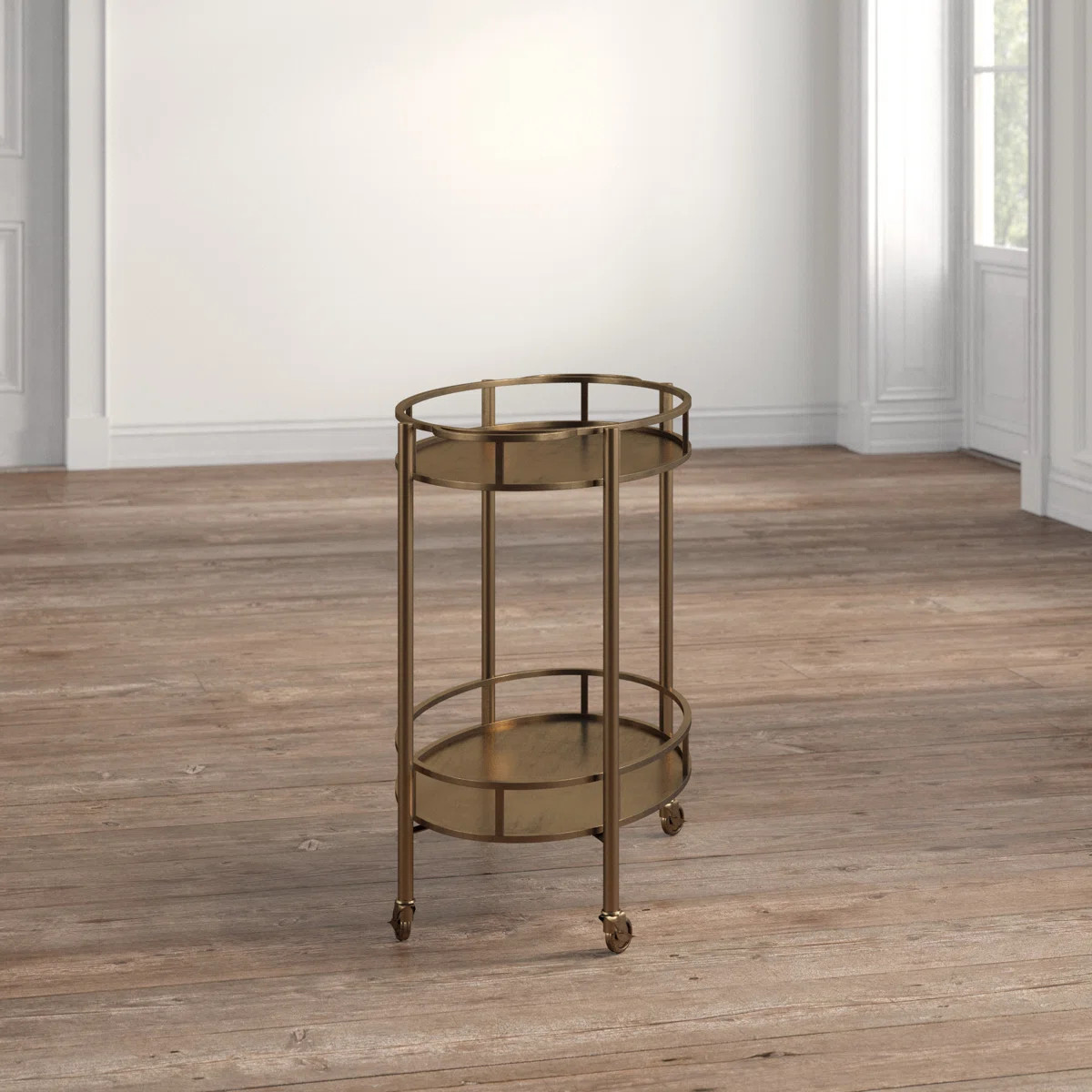 Oval 2-Tier Metal Bar Cart with Wheels | Wayfair North America