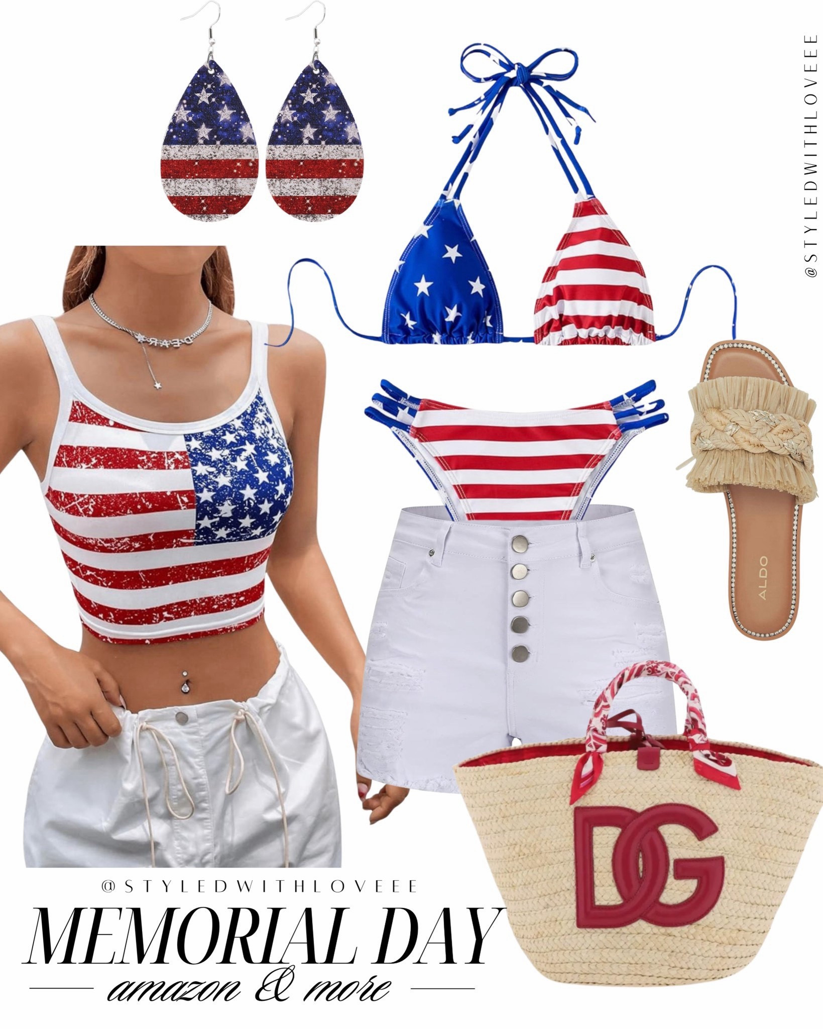 Red, white, and Amazon finds 🇺🇸✨
If you’re prepping for BBQs, pool parties, or beach weekends — this lineup has you covered. The American flag crop and bikini are SO fun (and under $25!), and I’m obsessed with the bow-detail shorts and raffia slides.
Topped it off with this straw tote that feels way more designer than the price tag 👏

#LTKootd #LTKSeasonal #LTKSwim