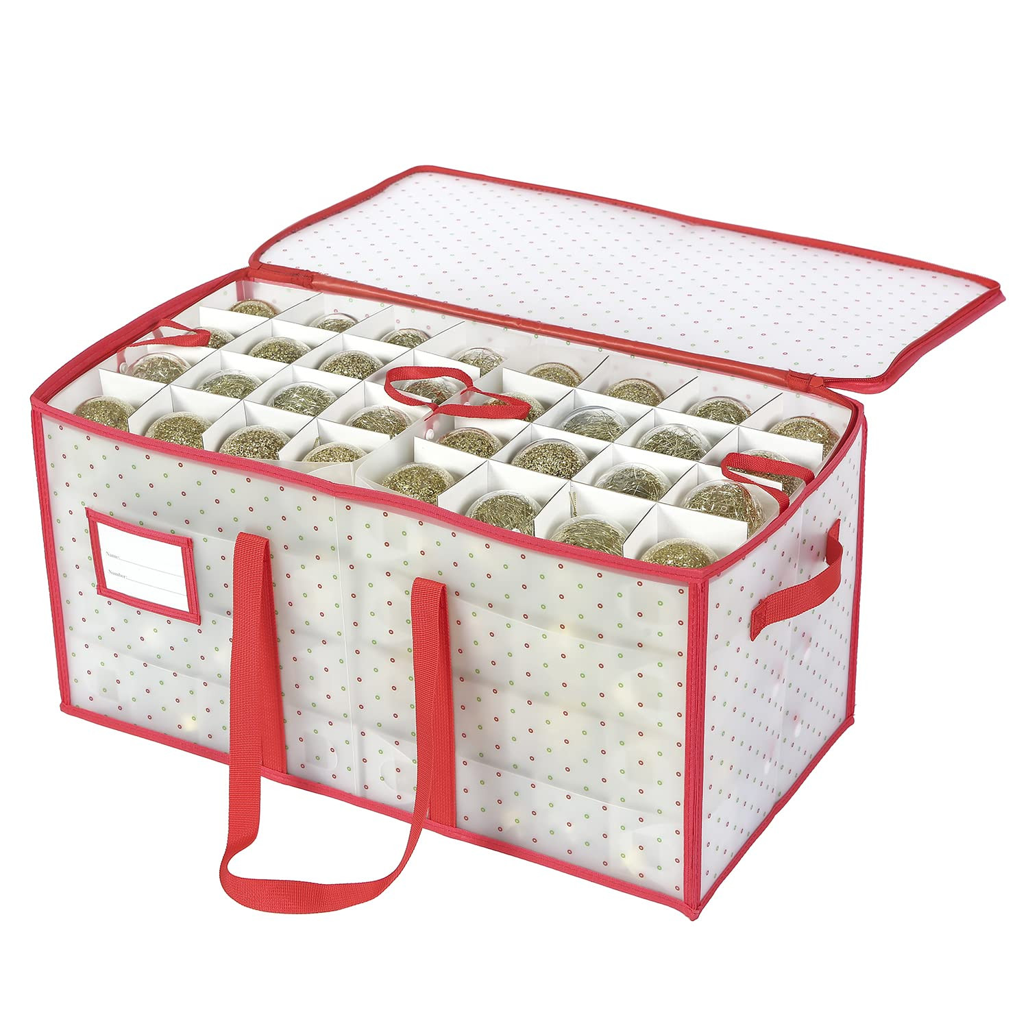 Sattiyrch Plastic Christmas Ornament Storage Box with Dual Zipper Closure - Box Contributes Slots... | Amazon (US)