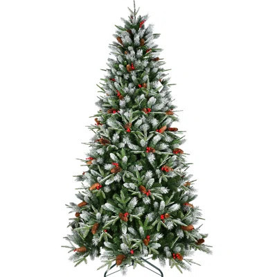 4ft Christmas Tree With 747 Tips, 35 Realistic Red Berries, Pine , Snow - Dusted Branches Crafted From Pe+, Quick And Smooth Running Setup Hinged Desi | Wayfair North America