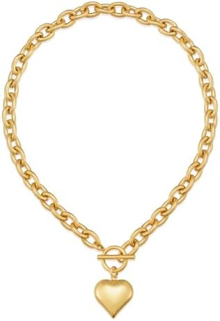 CLASSYZINT 18K Gold Plated Coin Lion Head Pendant Necklace Chunky Paperclip Choker Necklace For G... | Amazon (US)