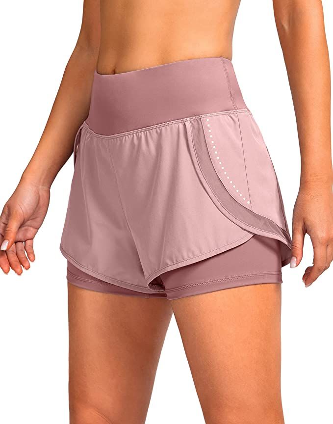 YYV Women's Running Workout Shorts 2 in 1 High Waisted Athletic Shorts for Women with Phone Pocke... | Amazon (US)
