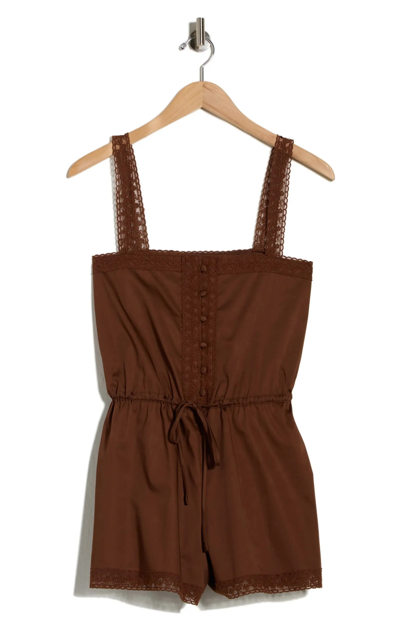 WAYF Tie Waist Stretch Cotton Romper | Nordstromrack | Nordstrom Rack