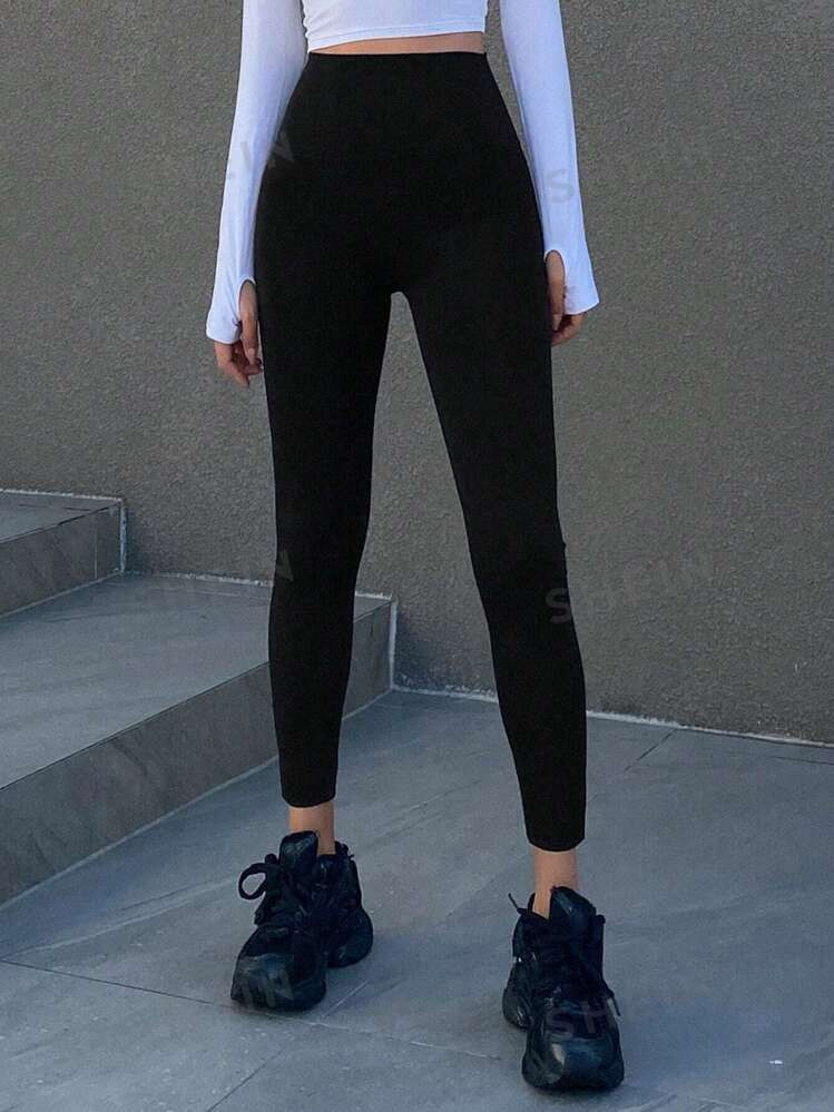 DAZY Solid Color High Waisted Leggings | SHEIN