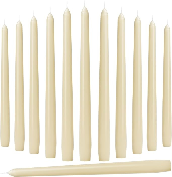 10-Inch Ivory Taper Candles - Dripless Smokeless Tapered Candle Cream Unscented Candlesticks Para... | Amazon (US)