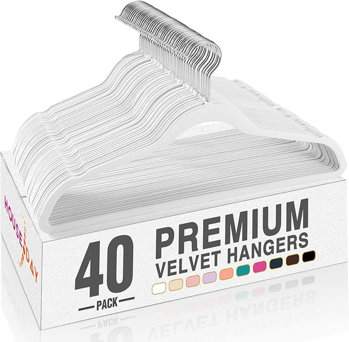 HOUSE DAY Premium Velvet Hangers, Non-Slip Thin Flocked Felt Hangers, Sturdy Clothes Hangers Heav... | Amazon (US)